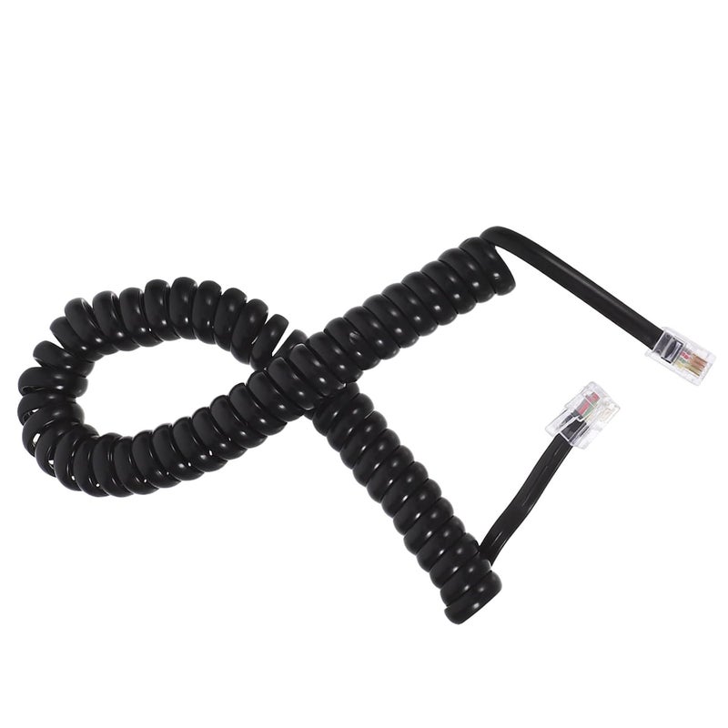 Black 2m Curly Telephone Coil Cable RJ9 4p4c Connector for Home Office Landline Phones - Image 1