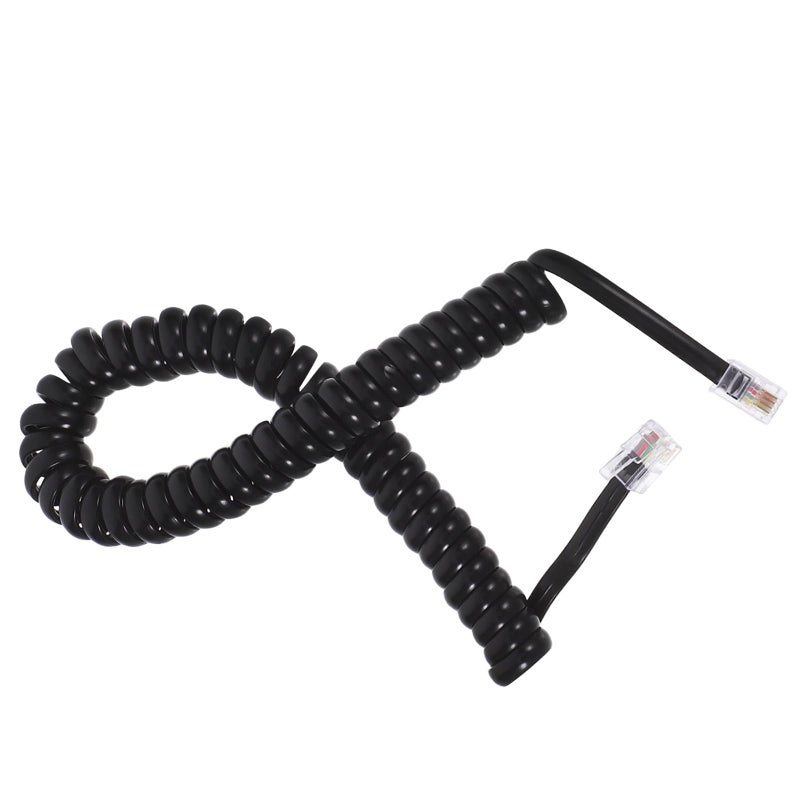 Black 2m Curly Telephone Coil Cable RJ9 4p4c Connector for Home Office Landline Phones - Image 2