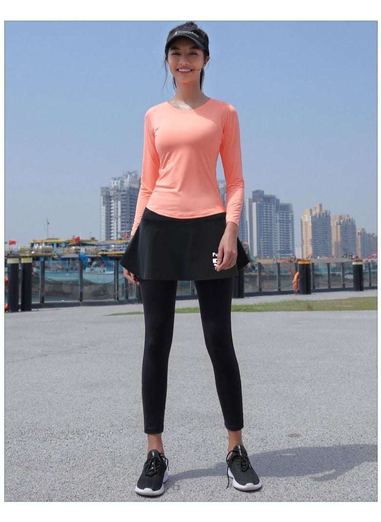 UTDOORWEAR - Tight Sports Suit Women's Autumn Outdoor Running Fitness Exercise Long Sleeve Suit Lined With Fake Two-piece Stretch Sports Suit - Image 1