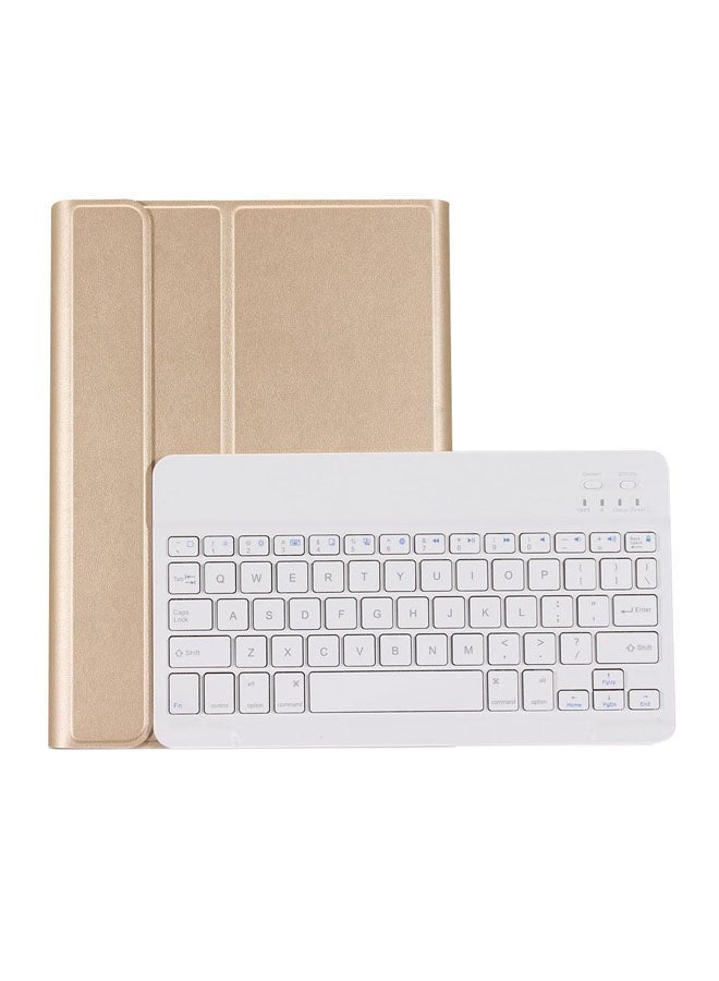 NIBEMINENT Bluetooth Keyboard Case Cover For Apple iPad Air/Air 5 Gold/White  - Image 1