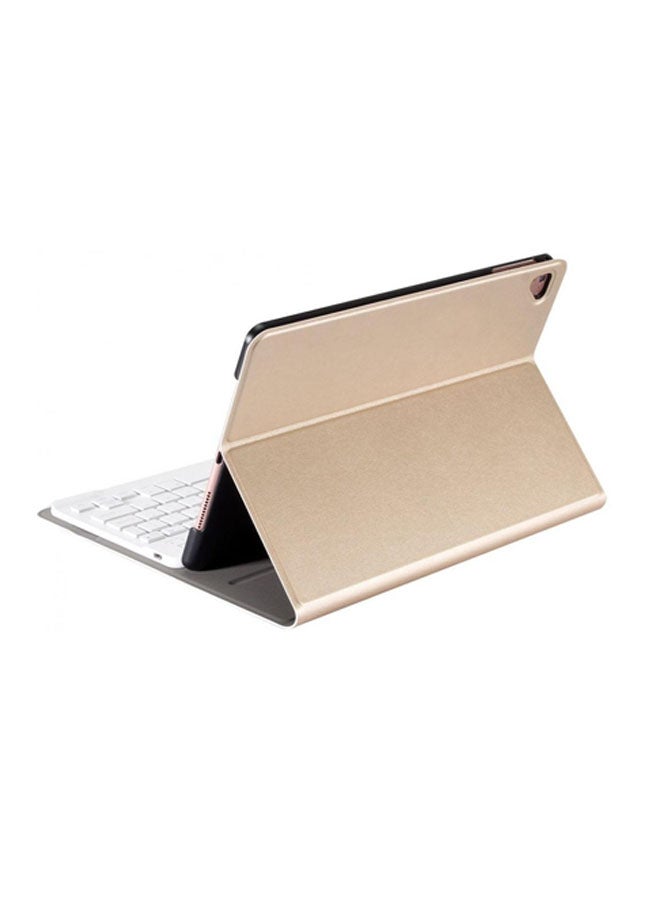 NIBEMINENT Bluetooth Keyboard Case Cover For Apple iPad Air/Air 5 Gold/White  - Image 2