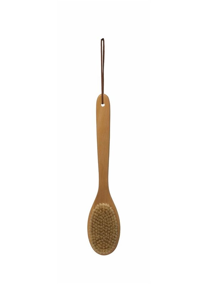 Creative Co-op Wood Bath Leather Tie Brush, Brown  - Image 1