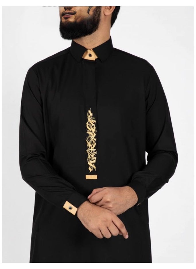 xozgdovg Embroidered men's robes with pockets Thobe  - Image 1