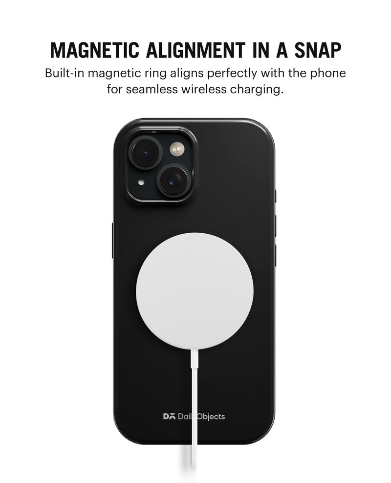 DailyObjects Polycarbonate Enamel Bumper Magsafe Case for iPhone 13 Compatible with Mag-Safe Wireless Charging | Black Hybrid Magnetic Back Cover - Image 2