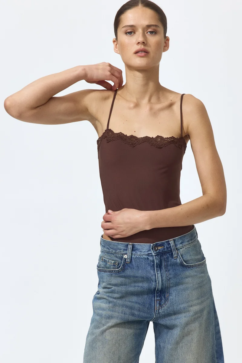 H&M Lace-trimmed strappy body