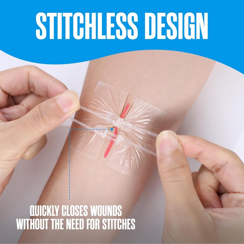 Houseables Butterfly Bandages Wound Closure Strips Laceration Closure Strips Butterfly Stitches For Wounds Zip Stitch Bandage Emergency Laceration Kit Zip Sutures Emergency Skin Zipper 4 Pack - Image 3