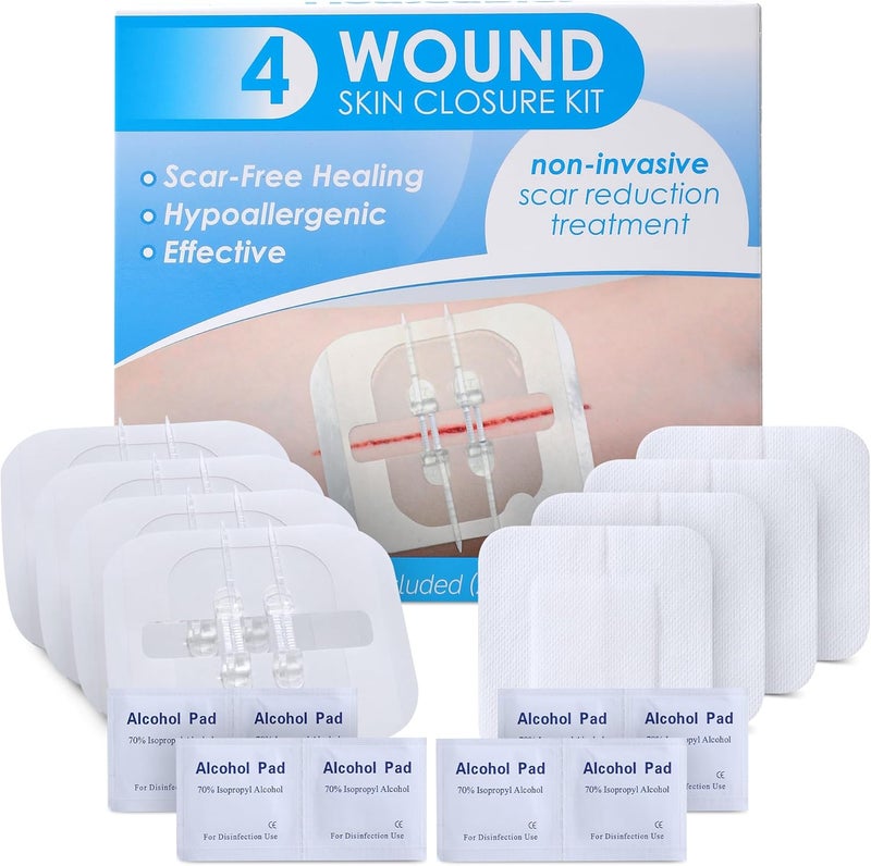 Houseables Butterfly Bandages Wound Closure Strips Laceration Closure Strips Butterfly Stitches For Wounds Zip Stitch Bandage Emergency Laceration Kit Zip Sutures Emergency Skin Zipper 4 Pack - Image 1