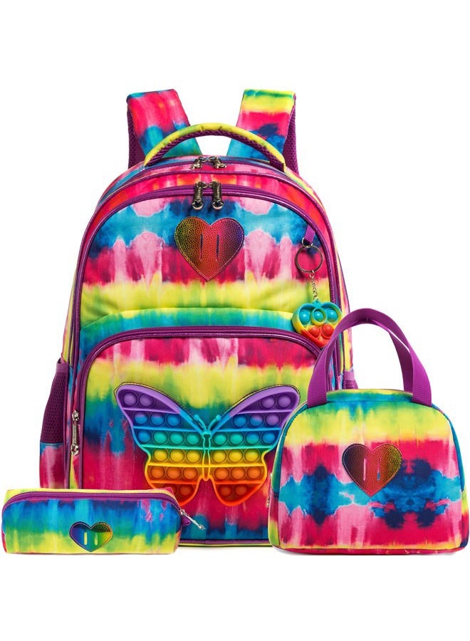 Meetbelify Backpack for Girls 16" Backpacks for Girls for School Sequin Backpack with Lunch Box for Elementary Students, Butterfly Bag - Image 1