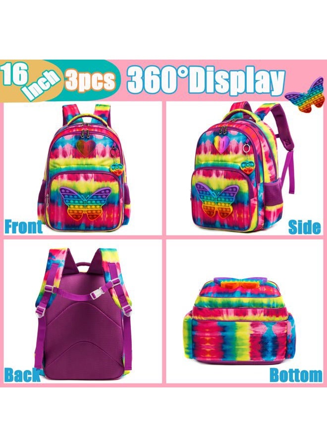 Meetbelify Backpack for Girls 16" Backpacks for Girls for School Sequin Backpack with Lunch Box for Elementary Students, Butterfly Bag - Image 3