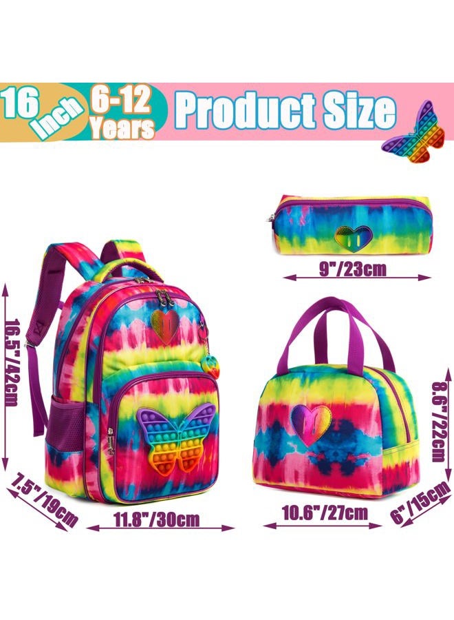 Meetbelify Backpack for Girls 16" Backpacks for Girls for School Sequin Backpack with Lunch Box for Elementary Students, Butterfly Bag - Image 2