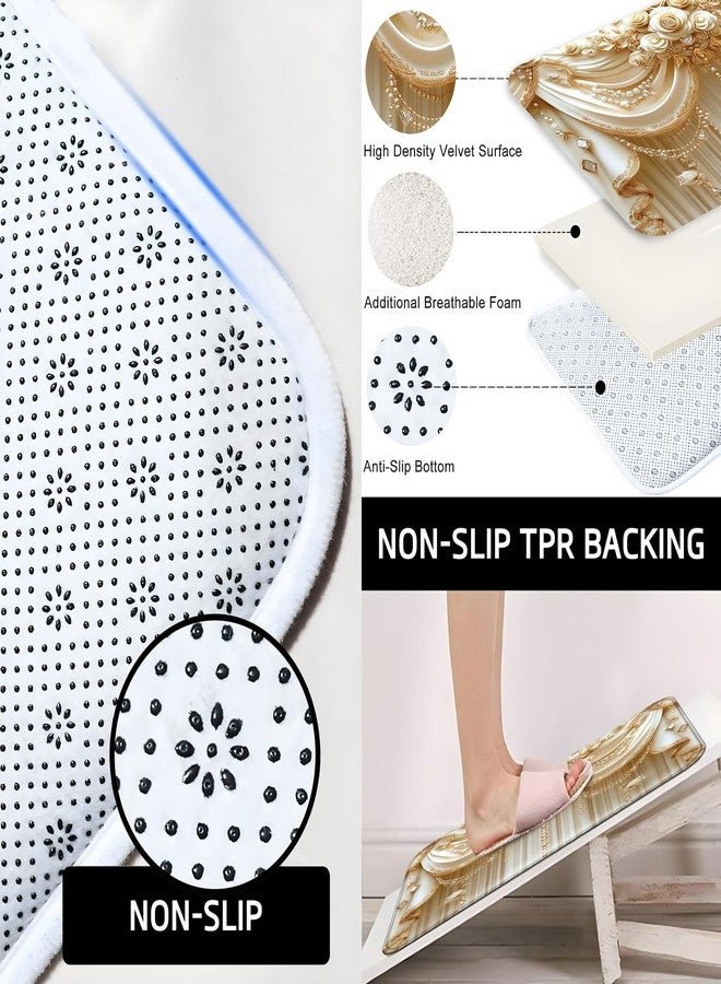 Ticuenicoa Luxury Shower Curtain Set - 72x72 Inch Elegant Floral Design with Pearl & Crystal Decor, Includes Bath Mat, U-Shape Rug, Toilet Cover & Hooks - Image 4