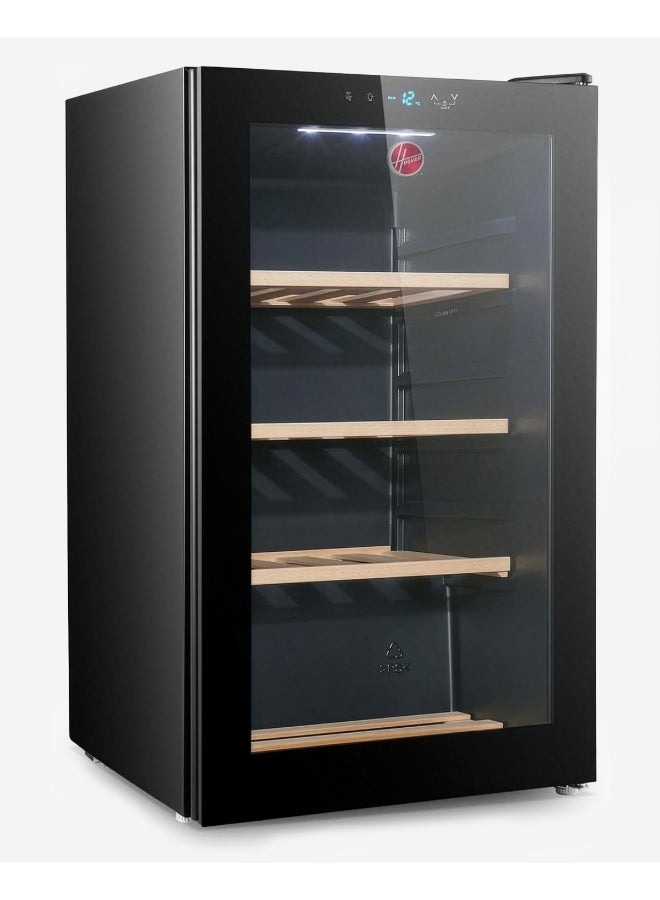 HOOVER Beverage Cooler, Wine Fridge With 34 Bottles Capacity, External LED Touch Control, Wooden Racks, Double Glazed UV Protection Door, Single Temperature Zone, HWC-H34-B (Black) 25.5 L HWC-H34-B Black - Image 4