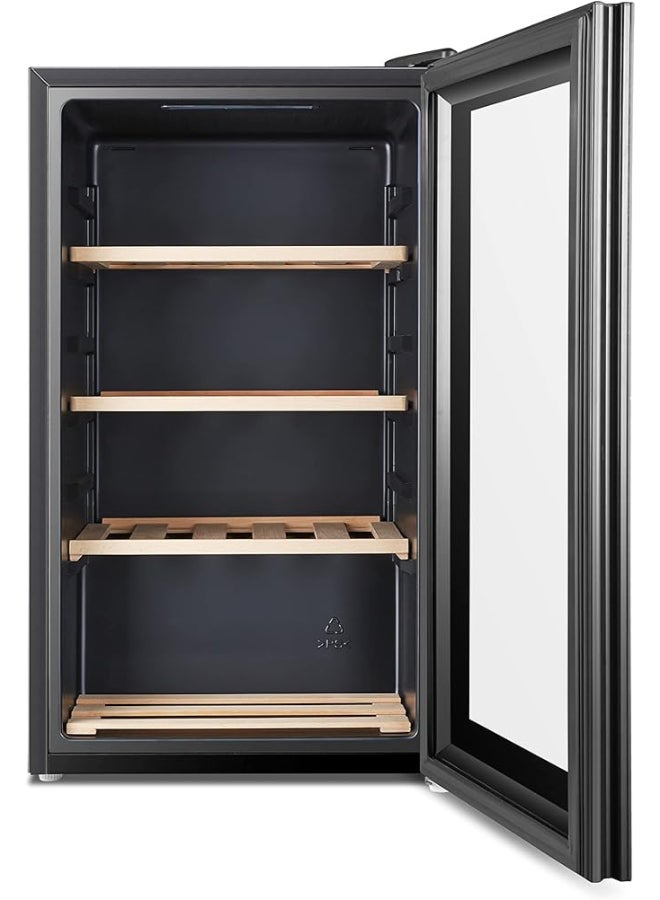 HOOVER Beverage Cooler, Wine Fridge With 34 Bottles Capacity, External LED Touch Control, Wooden Racks, Double Glazed UV Protection Door, Single Temperature Zone, HWC-H34-B (Black) 25.5 L HWC-H34-B Black - Image 3