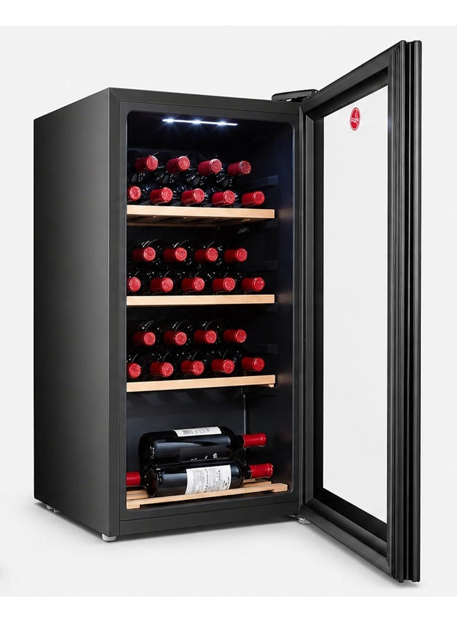 HOOVER Beverage Cooler, Wine Fridge With 34 Bottles Capacity, External LED Touch Control, Wooden Racks, Double Glazed UV Protection Door, Single Temperature Zone, HWC-H34-B (Black) 25.5 L HWC-H34-B Black - Image 2