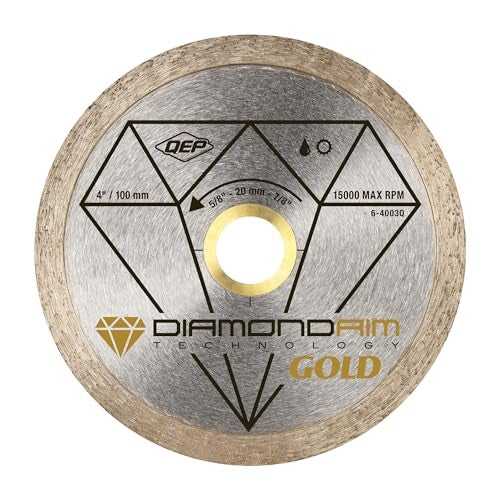QEP 6-4003Q 4" Diameter Premium Continuous Rim Diamond Blade For Wet or Dry Cutting Porcelain & Ceramic Tile, 7/8" Arbor, 9500 Maximum Rpm - Image 1