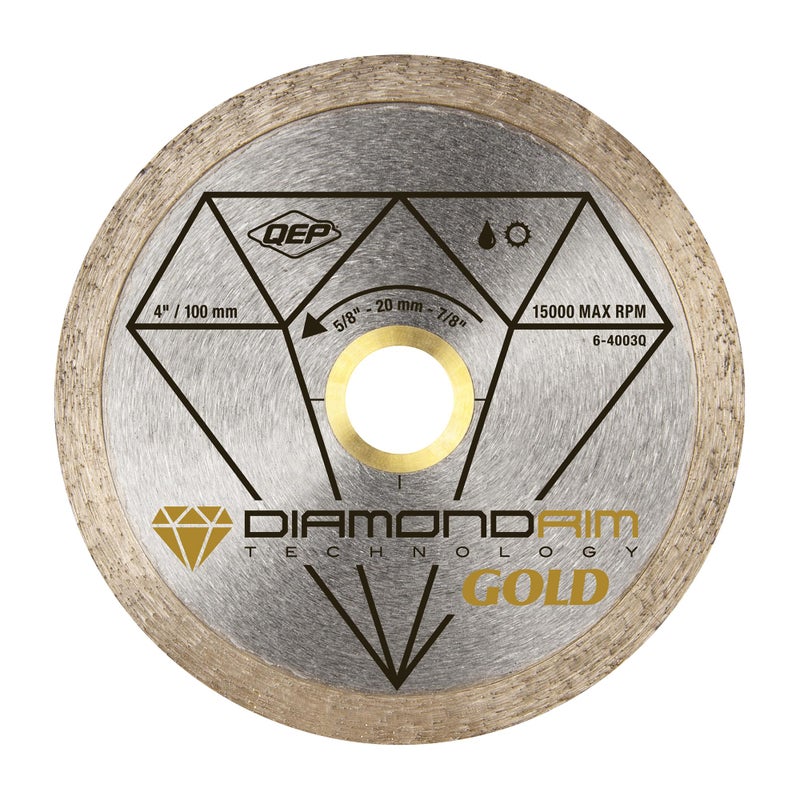 QEP 6-4003Q 4" Diameter Premium Continuous Rim Diamond Blade For Wet or Dry Cutting Porcelain & Ceramic Tile, 7/8" Arbor, 9500 Maximum Rpm - Image 2