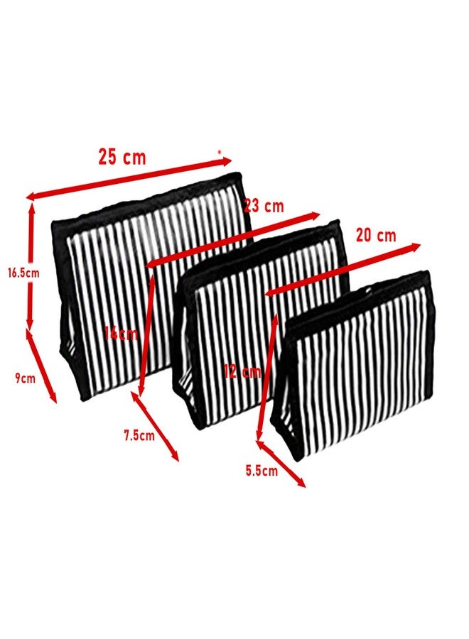 Ankit traders Black Lining Polyester Cosmetic, Jewelry Makeup Kit Bag Cosmetic Pouch for Women Travel Organizer for Men (Set of 3) - Image 2