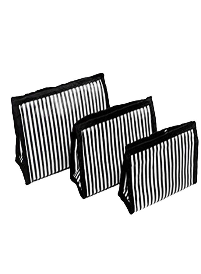 Ankit traders Black Lining Polyester Cosmetic, Jewelry Makeup Kit Bag Cosmetic Pouch for Women Travel Organizer for Men (Set of 3) - Image 1