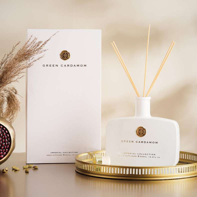 Imperial Green Cardamom Reed Diffuser 500ml - White