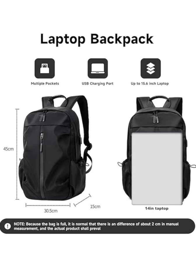 حقيبة ظهر كاجوال مزدوجة الكتف عالية الجودة مقاومة للماء مع منفذ شحن USB متعددة الوظائف للسفر والكمبيوتر المحمول مقاس 15.6 بوصة والكلية والأمتعة وحقيبة ظهر رياضية للنساء والرجال - 45×30.5×15 سم - Image 2