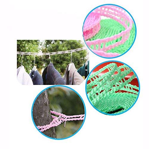 Mishrit 5 Meters Windproof AntiSlip Clothes Washing Line Drying Nylon Rope with Hooks for Indoor Outdoor Laundry Perfect Windproof Clothes Line Hanger for Camping Home Pack of 1 - Image 4