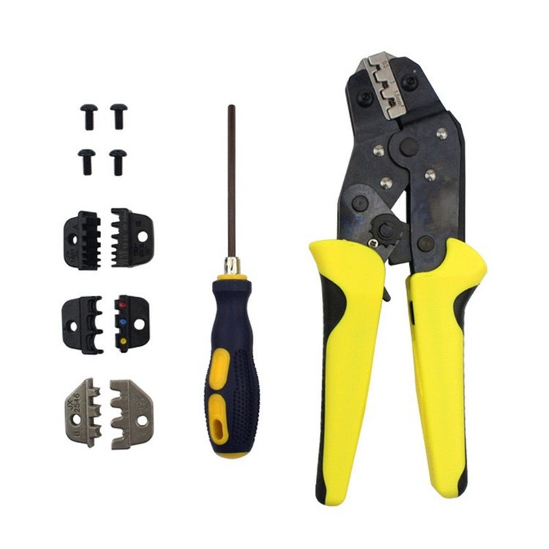Crimping Tool Kit with Bag Cable Ratchet Crimping Pliers with 4 Interchangeable Dies, Adjustable Crimping Range, Multifunction Crimper Pliers for Multiple Types of Crimp Terminals - Image 1