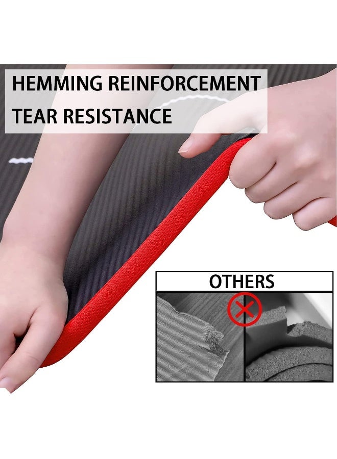 Nariele Yoga Mat Non-Slip Eco Friendly NBR All-Purpose 10mm Thick Exercise Mat High Density Anti-Tear Pilates Mat with Carrying Strap for Yoga Pilates and Gymnastics - 183cm x 66cm x 1cm - Black - Image 2