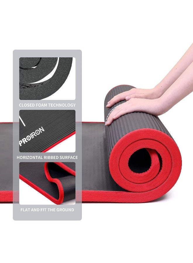 Nariele Yoga Mat Non-Slip Eco Friendly NBR All-Purpose 10mm Thick Exercise Mat High Density Anti-Tear Pilates Mat with Carrying Strap for Yoga Pilates and Gymnastics - 183cm x 66cm x 1cm - Black - Image 3