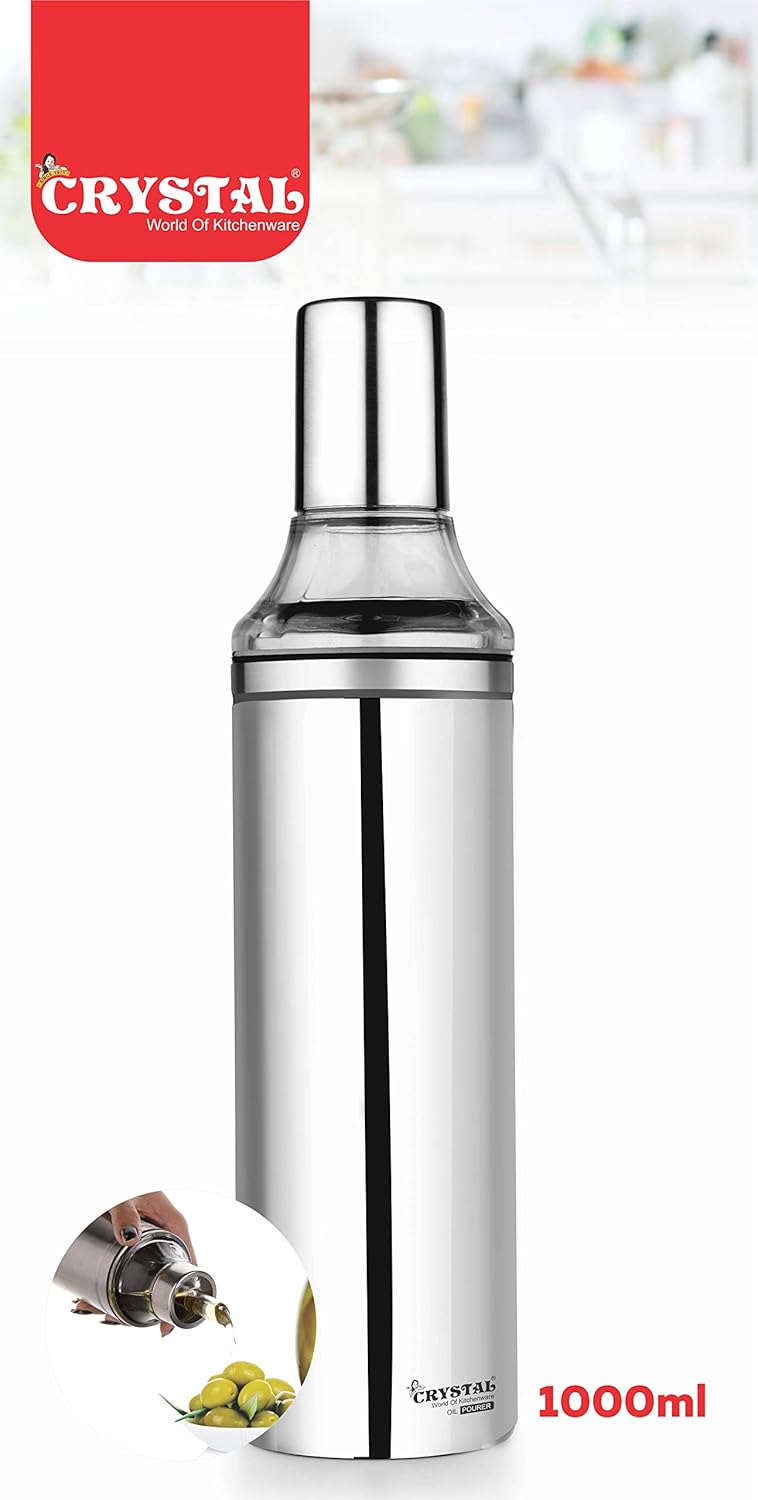 Crystal Stainless Steel Oil Pourer/Dispenser, 1 Litres, Silver - Image 2