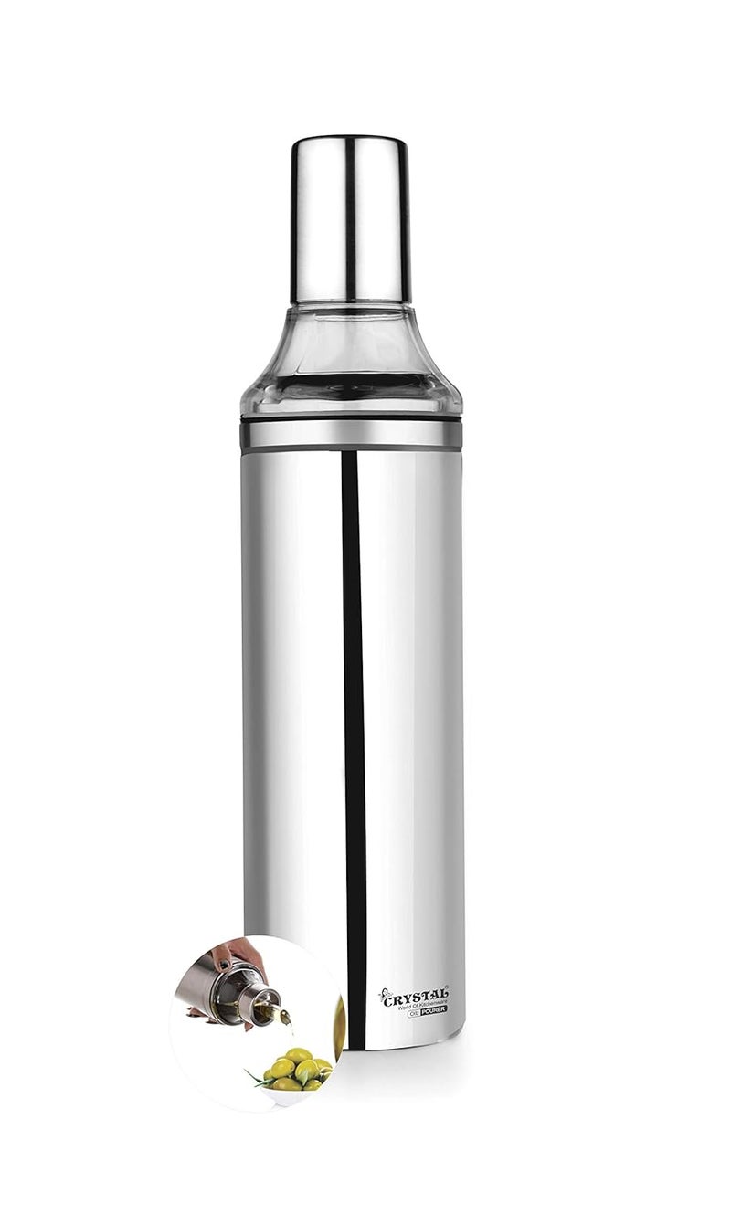 Crystal Stainless Steel Oil Pourer/Dispenser, 1 Litres, Silver - Image 1