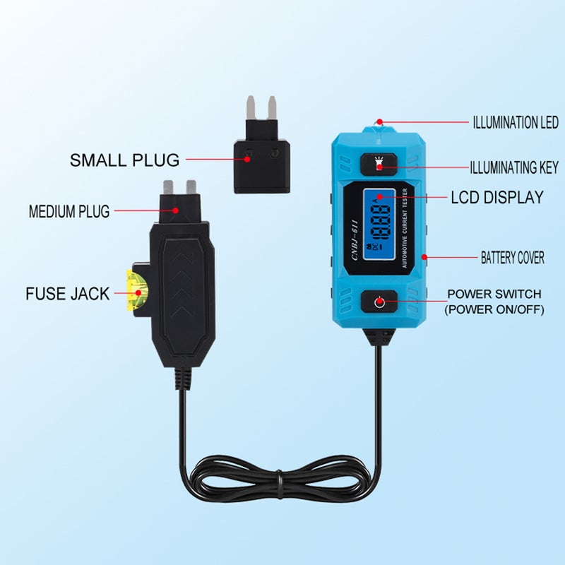 Automobile Current Tester with Backlight LCD Display LED Light Car Gauge for Current Detection - Image 2