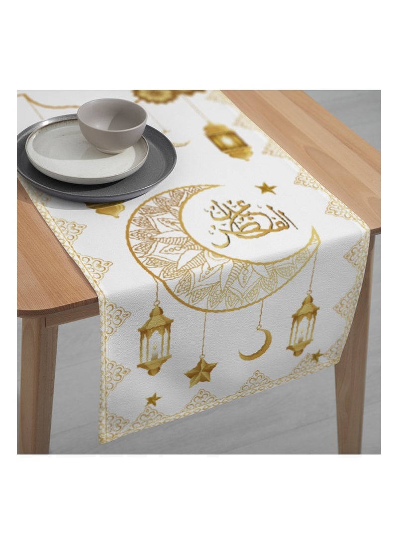 Aikanbo Ramadan Party Set,Eid Mubarak Table Flag 70.8x13.7 inches and Eid Mubarak Backdrop Banner 70.8x43.3 inches,Islamic Eid Mubarak Table Runner,Muslim Eid Mubarak Fabric Backdrop for Eid Celebration with Venus Moon Mosque Decoration,Islamic Home Decor Background - Image 5