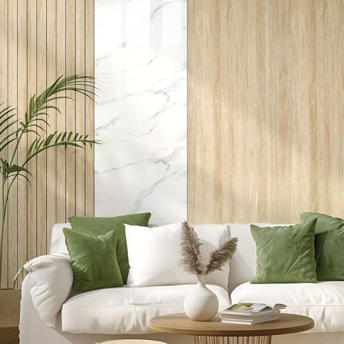 Chejiaye Wood Grain Peel and Stick 3D Wall Panel -15.75"x118"Soundproof Self-Adhesive Wall Sticker, Removable Thick PVC Slat Contact Paper for Kitchen Bedroom,Ceiling Wall Decoration (Log Color) - Image 3