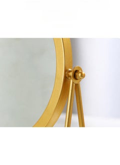 WAOKN Simple and Portable Home Desktop Vanity Mirror with Metal Stand 360° Rotating Vanity Mirror Round Beauty Mirror Handmade Make Up Mirror for Dresser Vanity Table Desk (Gold)  - Image 4