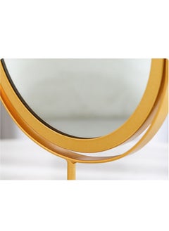 WAOKN Simple and Portable Home Desktop Vanity Mirror with Metal Stand 360° Rotating Vanity Mirror Round Beauty Mirror Handmade Make Up Mirror for Dresser Vanity Table Desk (Gold)  - Image 5
