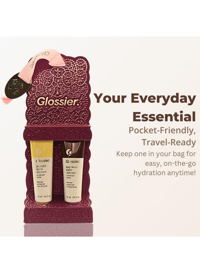 Glossier Limited Edition Balm Dotcom Duo - Holiday Lip Balm Set with Biscotti & Espresso Flavors, Moisturizing, Nourishing, Sheer Tints, 15mL Each. - Image 2