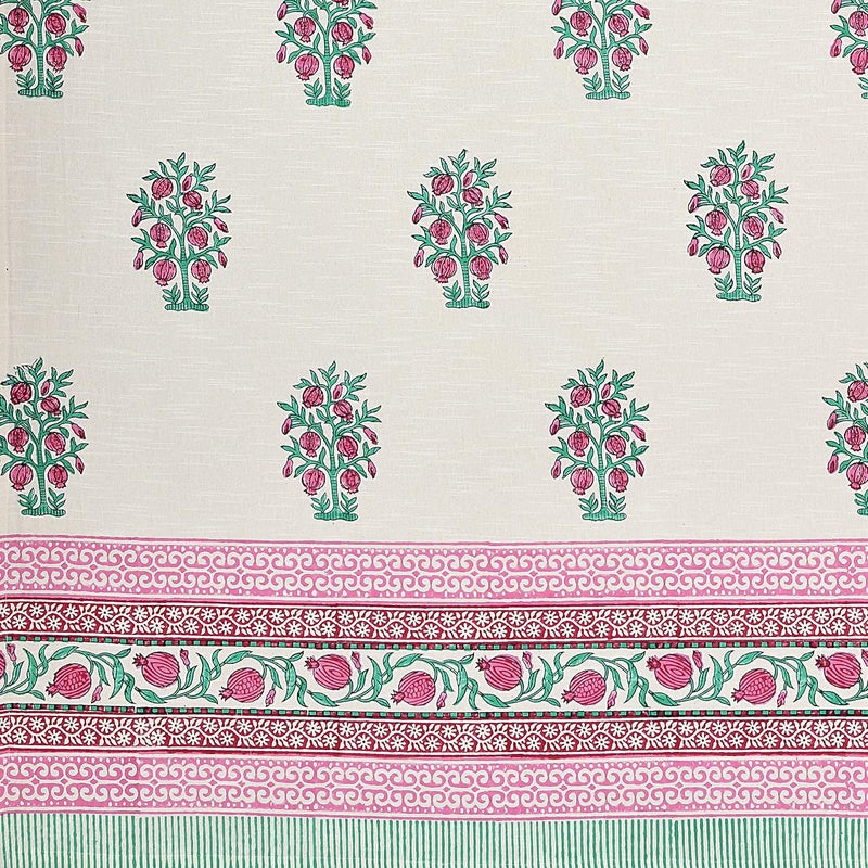 BLOCKS OF INDIA Hand Block Printed Cotton Linen Daylight Door Curtain Style 4 7 Feetsemi Sheer Grommet Multicolor - Image 5