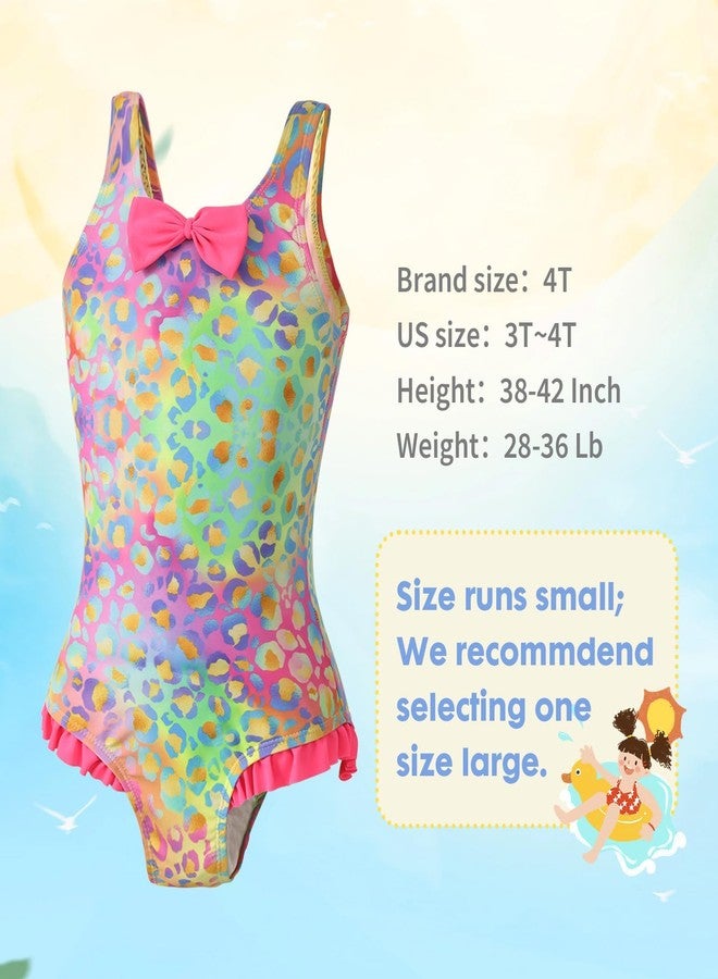 PinkSheep Girls Swimsuit One Piece Bathing Suit for Toddler, UPF 50+ Quick Dry Stretchy, Age 2-3 Years, Pink Leopard - Image 2