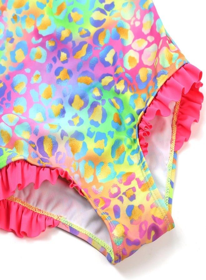 PinkSheep Girls Swimsuit One Piece Bathing Suit for Toddler, UPF 50+ Quick Dry Stretchy, Age 2-3 Years, Pink Leopard - Image 4