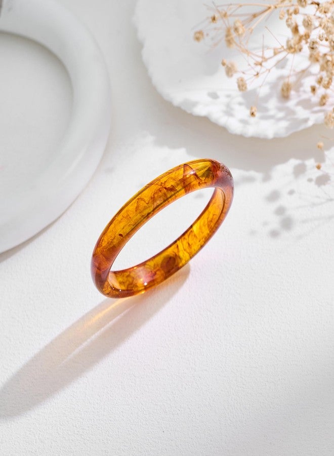 WOWORAMA Brown Resin Bangle Bracelets for Women Thin Tortoise Acrylic Bracelet Round Brown Mottled Acetate Resin Bangles Trendy Plastic Jewelry - Image 5