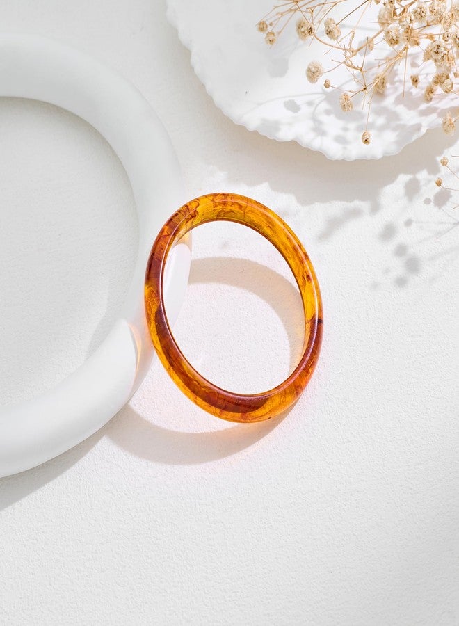 WOWORAMA Brown Resin Bangle Bracelets for Women Thin Tortoise Acrylic Bracelet Round Brown Mottled Acetate Resin Bangles Trendy Plastic Jewelry - Image 4