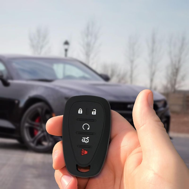 Autobase Silicone Key Fob Cover for Chevy Malibu Camaro Trax Traverse Trailblazer Sonic Cruze Blazer Volt Equinox Spark | Car Accessory for Chevrolet | Key Protection Case 2 Pcs (Black & Pink) - Image 4
