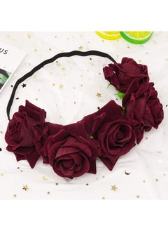 7Cm/2.76Inch Rose Flower Crown Elastic Headband Hair Band Festival Hair Garland Wedding Headpieces (Red Wine) - pzsku/Z354A0D8097BCC8694DB9Z/45/_/1735567046/41a7ba29-6e13-48cc-b885-1fb38329087e