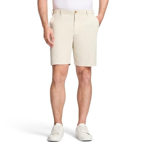 IZOD Men's Classic Saltwater 9.5" Flat Front Chino Short, Silver Birch, 36 - Image 1