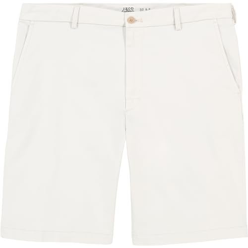 IZOD Men's Classic Saltwater 9.5" Flat Front Chino Short, Silver Birch, 36 - Image 2