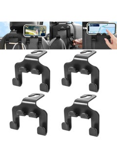 Lesha 4Pcs Car Seat Headrest Hooks, 4 in 1 Multifunctional Seat Hooks, Upgrade Car Accessories Organizer Hooks, Universal Auto Backseat Hanger for Wallet, Coat, Umbrella, Grocery Bag, Handbag and Phone  - Image 1