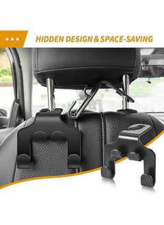 Lesha 4Pcs Car Seat Headrest Hooks, 4 in 1 Multifunctional Seat Hooks, Upgrade Car Accessories Organizer Hooks, Universal Auto Backseat Hanger for Wallet, Coat, Umbrella, Grocery Bag, Handbag and Phone  - Image 2