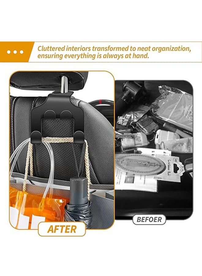 Lesha 4Pcs Car Seat Headrest Hooks, 4 in 1 Multifunctional Seat Hooks, Upgrade Car Accessories Organizer Hooks, Universal Auto Backseat Hanger for Wallet, Coat, Umbrella, Grocery Bag, Handbag and Phone  - Image 4