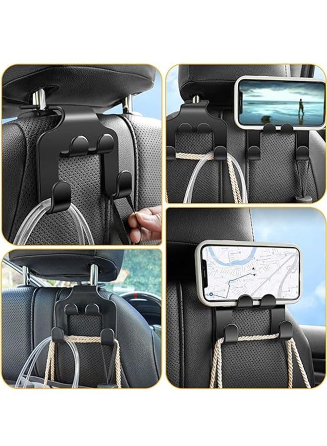 4Pcs Car Seat Headrest Hooks, 4 in 1 Multifunctional Seat Hooks, Upgrade Car Accessories Organizer Hooks, Universal Auto Backseat Hanger for Wallet, Coat, Umbrella, Grocery Bag, Handbag and Phone