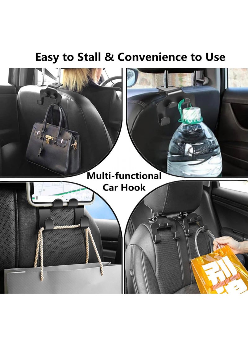 4Pcs Car Seat Headrest Hooks, 4 in 1 Multifunctional Seat Hooks, Upgrade Car Accessories Organizer Hooks, Universal Auto Backseat Hanger for Wallet, Coat, Umbrella, Grocery Bag, Handbag and Phone